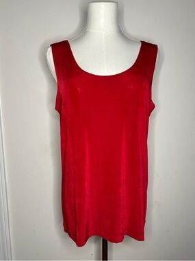 Chico's Travelers size 2 (L)red sleeveless shell tank top slinky stretchy knit